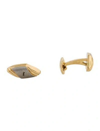 Pre-owned Saint Laurent Two-tone Logo Cufflinks In Multi