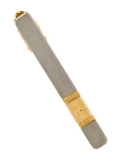 Pre-owned Saint Laurent Two-tone Logo Tie Clip In Multi
