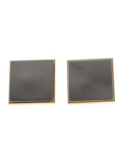 Pre-owned Saint Laurent Two-tone Oversized Square Clip-on Earrings In Multi