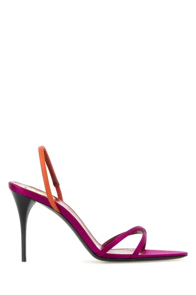 Saint Laurent Justify Sandals Open Toe Stiletto Straps In Purple
