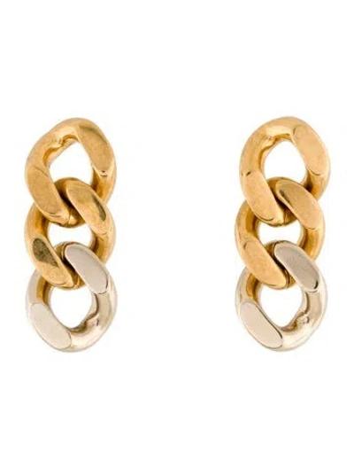 Pre-owned Saint Laurent Two-tones 3 Curb Chain Links Earrings In Multi