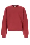 Saint Laurent Cotton Sweatshirt With Crew Neck And Long Sleeves In Pink