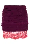 Saint Laurent Textured Jacquard Layered Mini Skirt In Purple