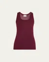 Saint Laurent U-neck Silk Tank Top In Burgundy