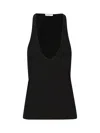 Saint Laurent Black Deep Neckline Jersey Top In Black