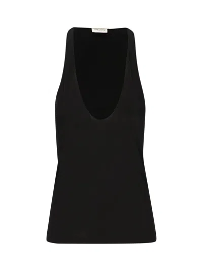 Saint Laurent Plunging U-neck Cashmere Tank Top In Black