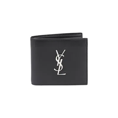 Pre-owned Saint Laurent Ultrasoft Monogram Bifold Wallet 'nero' In Black