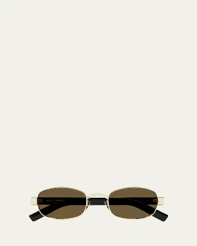 Saint Laurent Unisex Round Metal Sunglasses In Gold