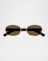 Saint Laurent Sl 706 Linea Sl Logo 001 Gold Black Brown Sunglasses In Gold