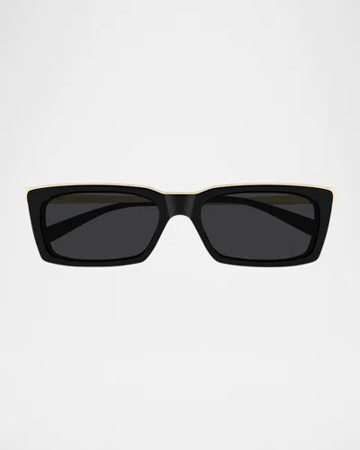 Saint Laurent Unisex Sl 766 Acetate Rectangle Sunglasses In Black