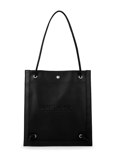 Saint Laurent Universite Logo Flat Crossbody Bag In Blue