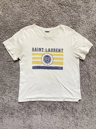Pre-owned Saint Laurent University Flag T-shirt In White
