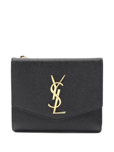 Pre-owned Saint Laurent Uptown Bi-fold Wallet In Black