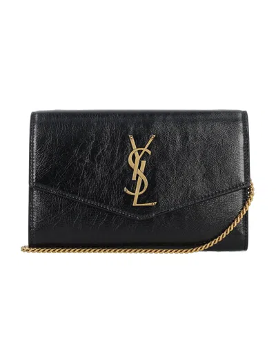 Saint Laurent Uptown Chain Wallet In Black