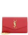 Saint Laurent Uptown Chain Wallet Leather (authentic Pre-loved) In Red