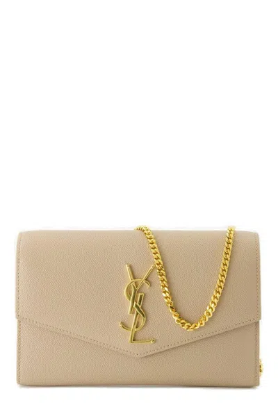 Saint Laurent Uptown Chain Wallet In Gold