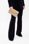 Saint Laurent Uptown Leather Clutch In Beige