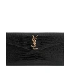 Saint Laurent Uptown Crocodile-effect Clutch In Black