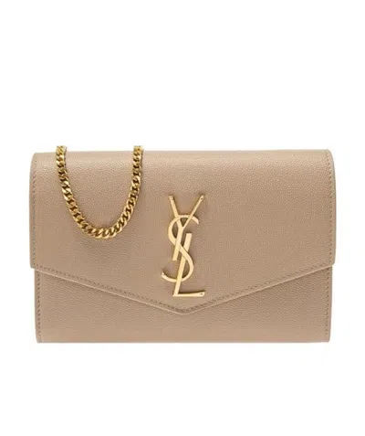 Saint Laurent Uptown Envelope Leather Clutch Bag In Nude