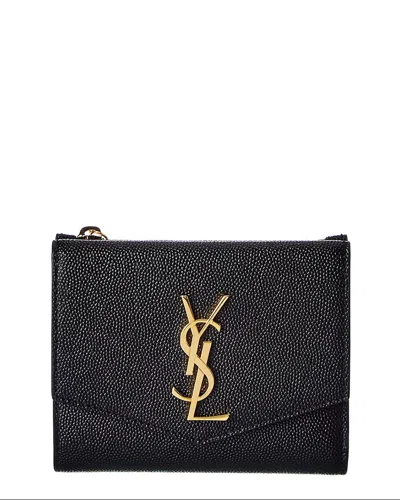 Saint Laurent Uptown Leather Card Case In Black