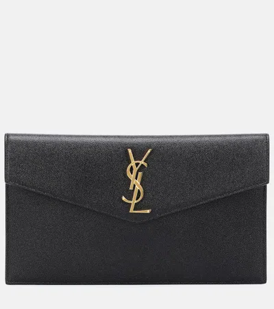 Saint Laurent Uptown Leather Clutch In Black