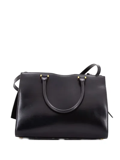 Pre-owned Saint Laurent Uptown Leather Medium Tote Bag In Black