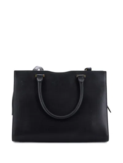Pre-owned Saint Laurent Uptown Leather Medium Tote Bag In Black