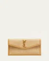 Saint Laurent Uptown Micro Raffia/leather Envelope Flap Pouch Wallet