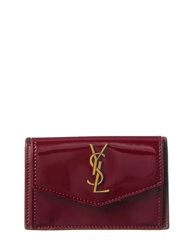 Saint Laurent Uptown Patent Card Case In Red