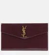 Saint Laurent Uptown Leather Clutch In Burgundy