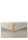 Saint Laurent Uptown Pebbled Leather Pouch In White