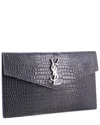 Saint Laurent Uptown Pouch Crocodile Embossed Leather (authentic Pre-loved)