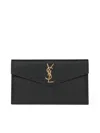Saint Laurent Uptown Pouch In Grain De Poudre Embossed Leather In Black