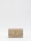 Saint Laurent Uptown Pouch With Chain In Sand
