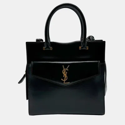 Pre-owned Saint Laurent Uptown Small Leather Black Gold Handbag