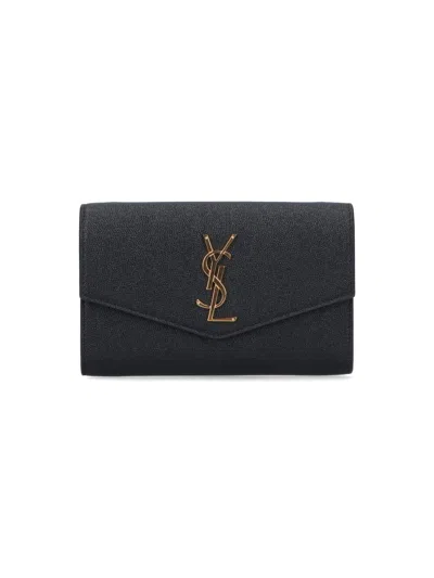 Saint Laurent 'uptown' Wallet On Chain In Black  