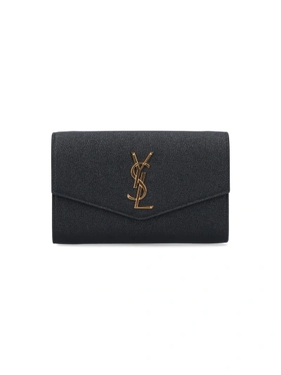 Saint Laurent Uptown Wallet On Chain Black