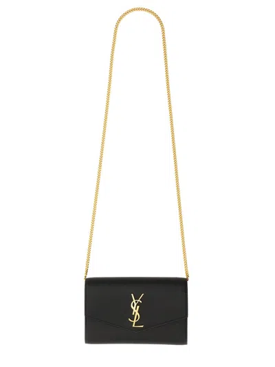Saint Laurent Uptown Wallet With Chain In Black