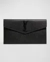 Saint Laurent Uptown Ysl Pouch In Grained Leather In Black