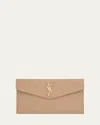 Saint Laurent Beige Leather Envelope With Logo In Dark Beige