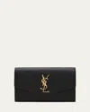 Saint Laurent Uptown Ysl Wallet On Chain In Grained Leather In Black