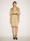 Saint Laurent Cotton Twill Midi Dress In Beige