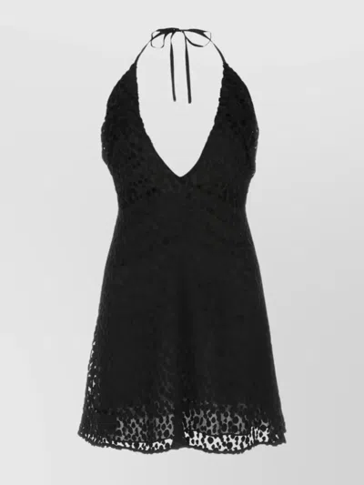 Saint Laurent Halterneck Minidress In Black