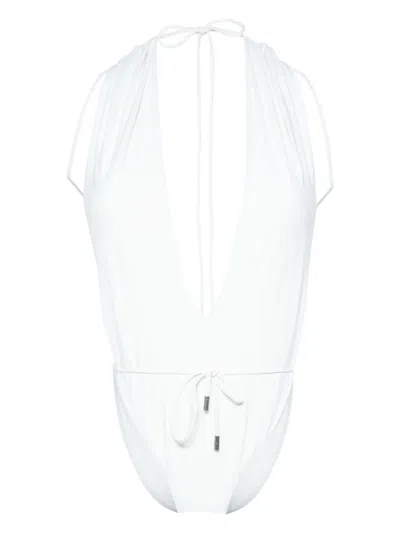 SAINT LAURENT V-NECK BACKLESS ONE-PIECE