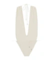 Saint Laurent Nylon Blend One Piece Swimsuit In White