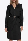 Saint Laurent Sheath Midi Dress In Black