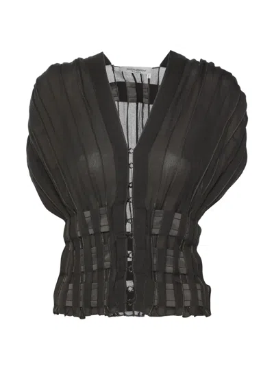 Pre-owned Saint Laurent V-neck Button Top In Gray