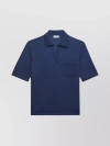 SAINT LAURENT V-NECK COLLARED POLO WITH RIBBED COLLAR AND POCKETS
