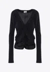 Saint Laurent V-neck Crepe De Chine Blouse In Black