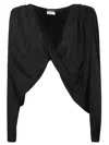 Saint Laurent Draped V-neck Top In Black
